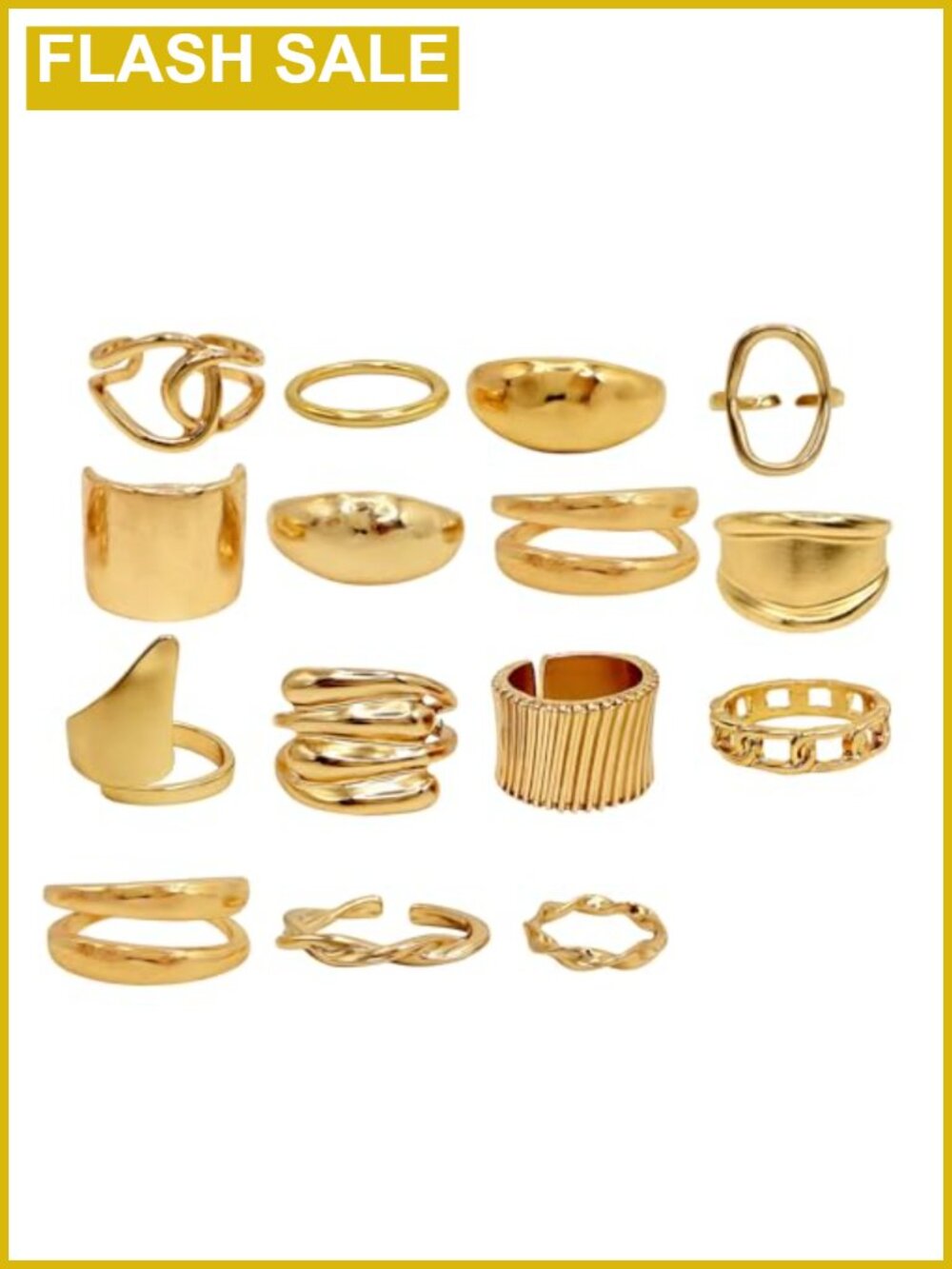 15 Pc Gold Plated Knuckle Rings Set Stackable Midi Rings for Women